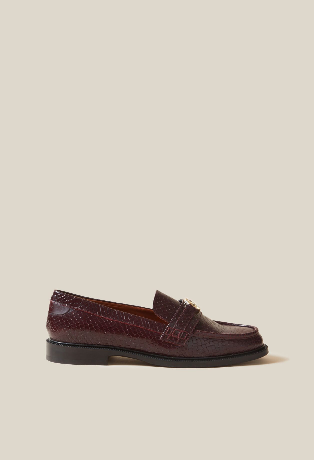 Snake Effect CP Buckle Loafers for women Claudie Pierlot