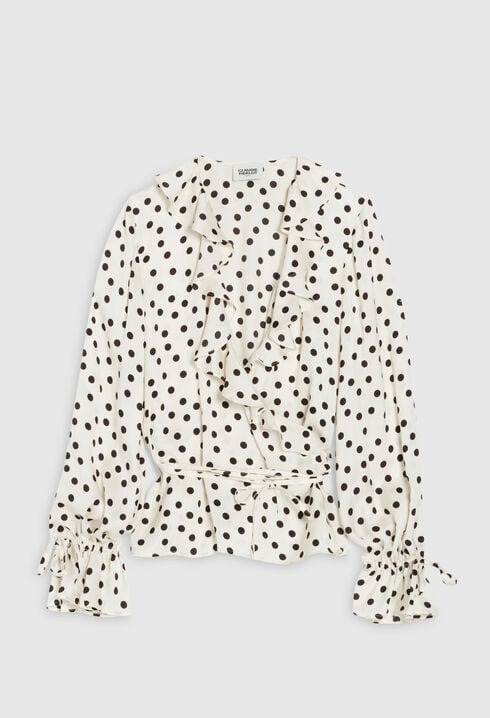 Ruffled blouse with polka dots