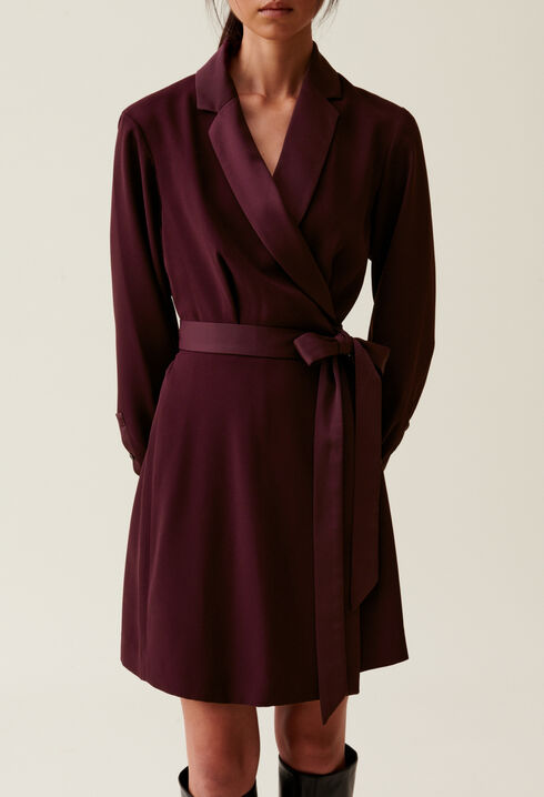 Wrap Dress with Lapel Collar