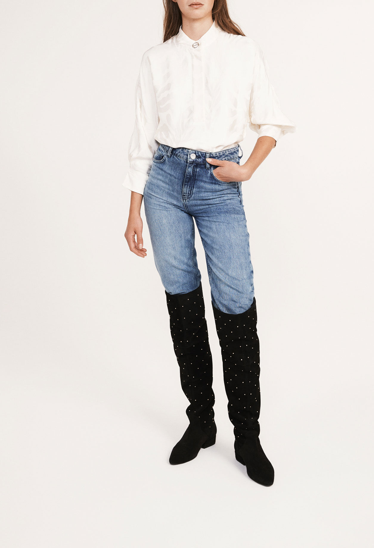 Cream satin blouse