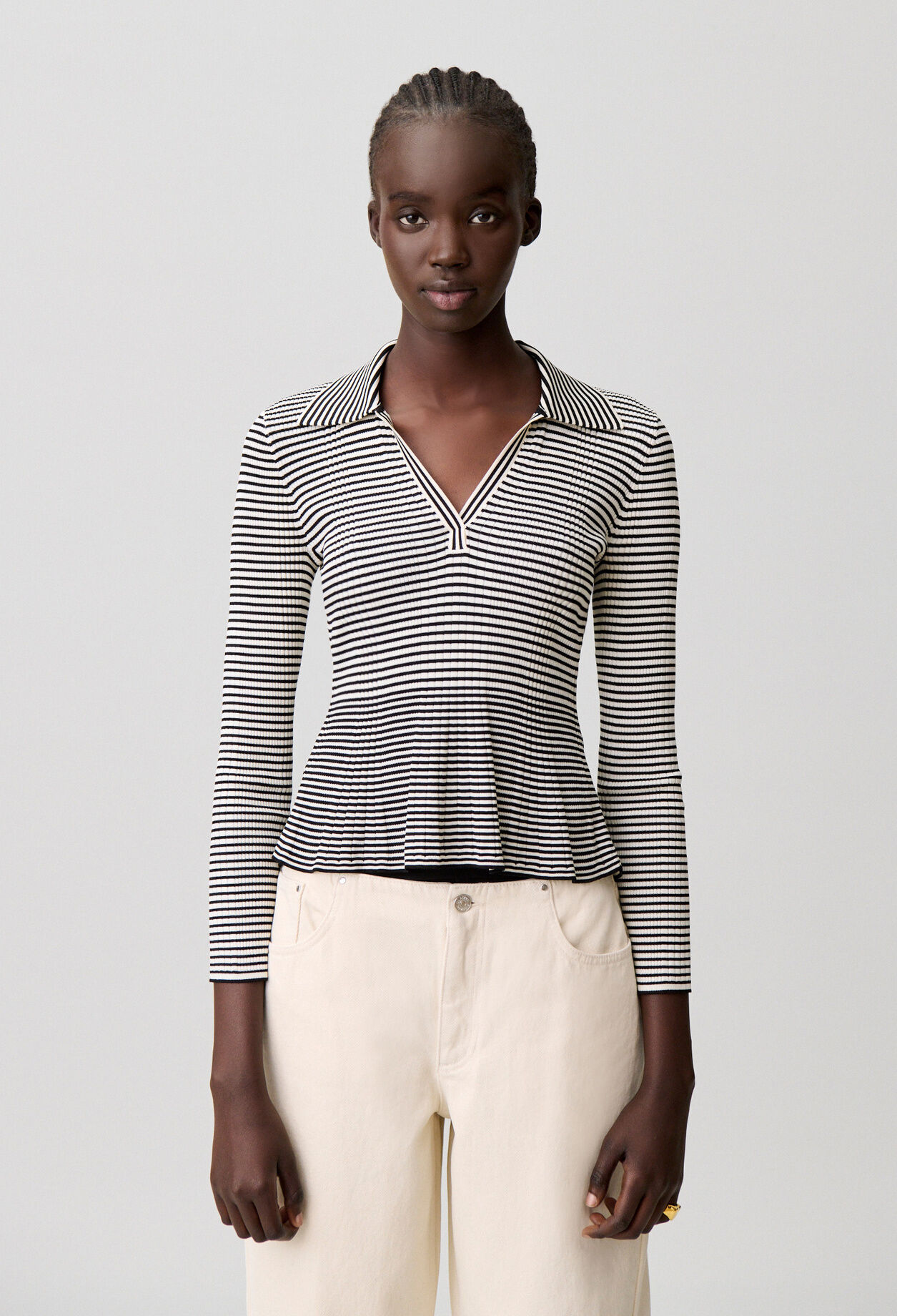 Striped long-sleeved top