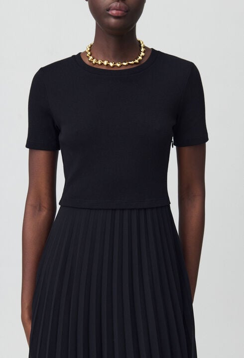 Long dual-fabric Teli dress