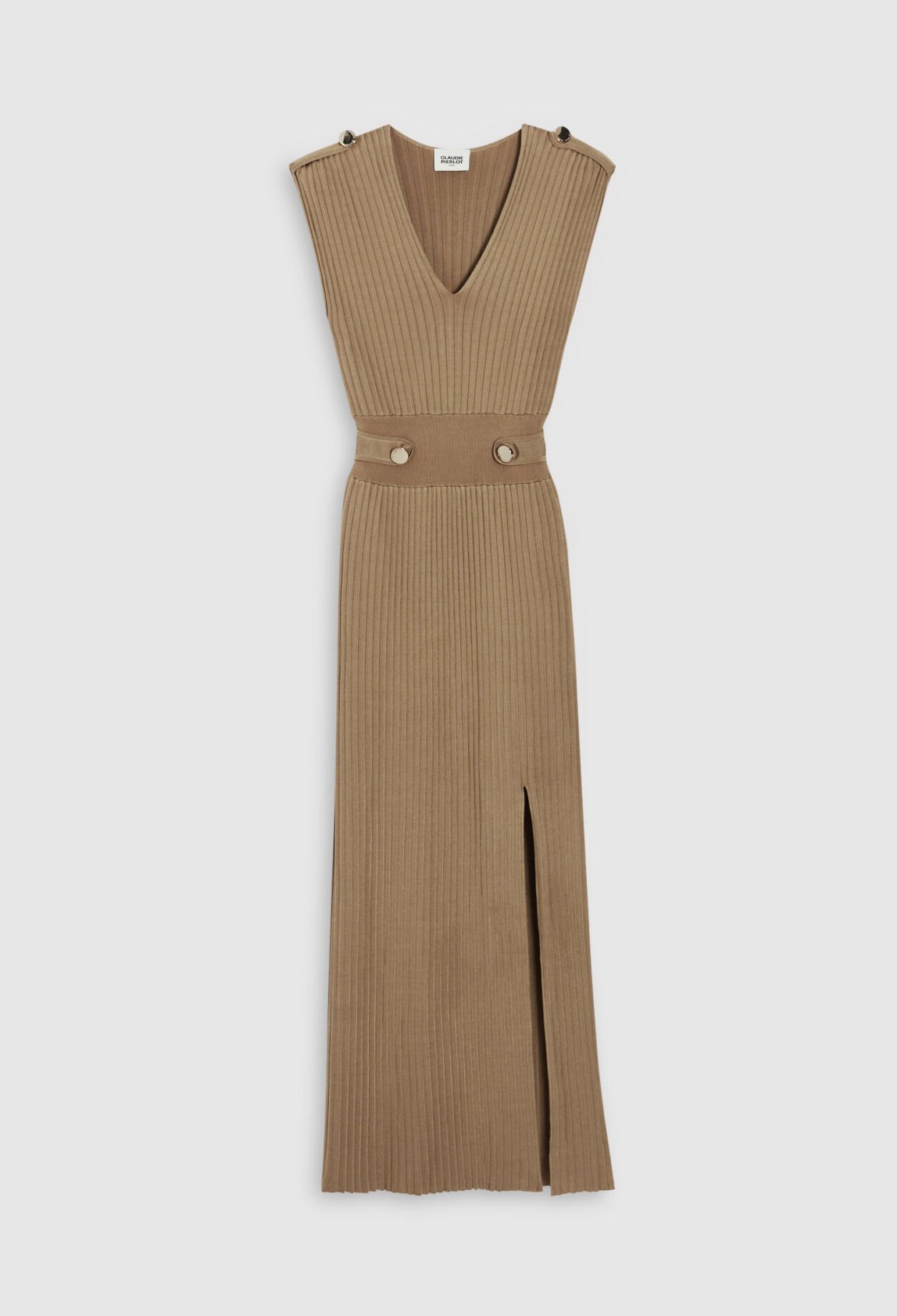 Long beige knitted dress