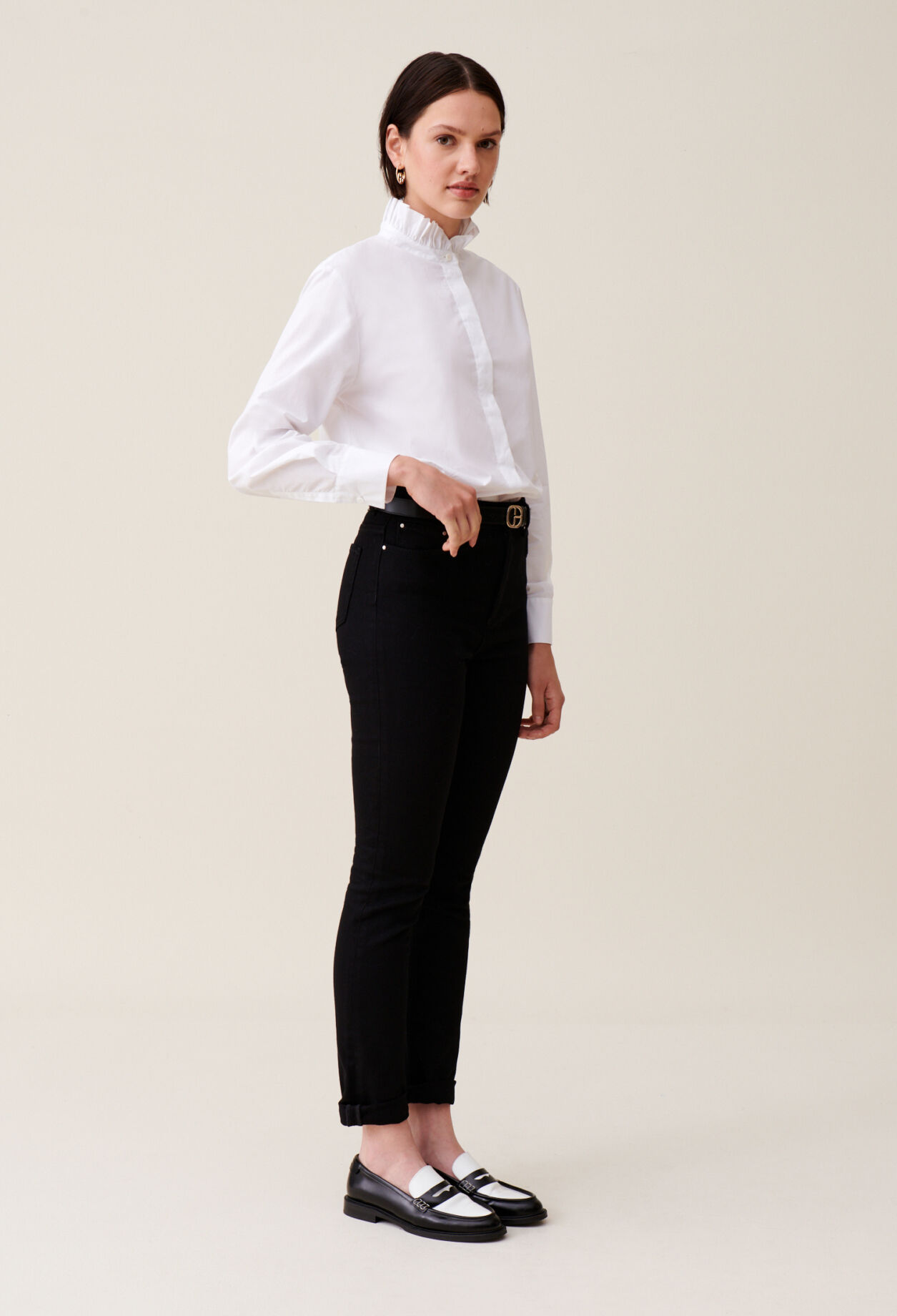 White shirt with ruffled collar for women | Claudie Pierlot White shirt with ruffled collar for women | Claudie Pierlot