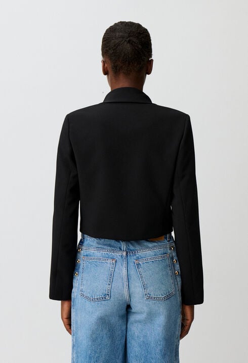 Jacket with removable scarf collar