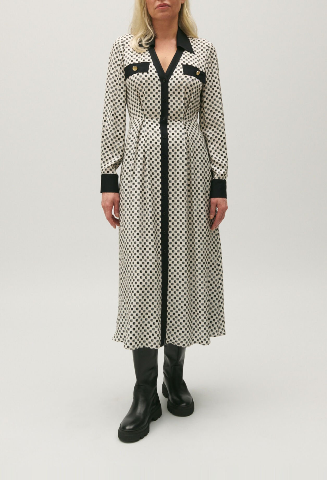 Black and white CP patterned maxi dress