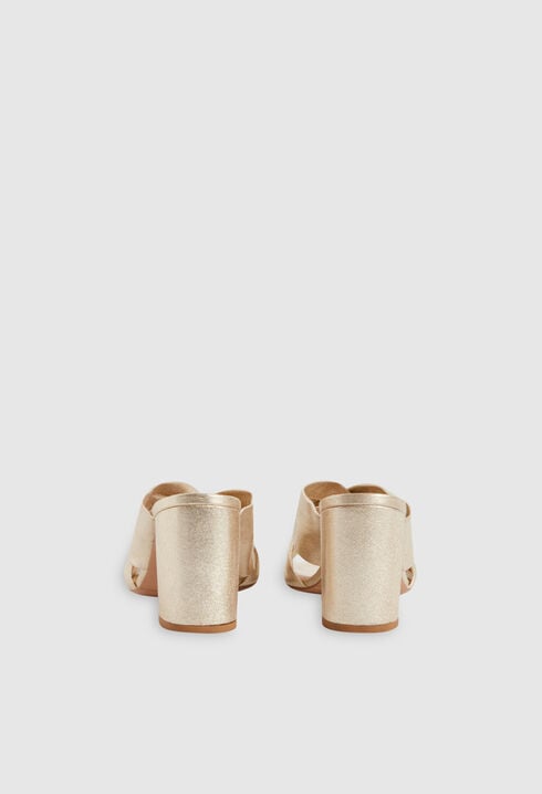 Golden leather mules