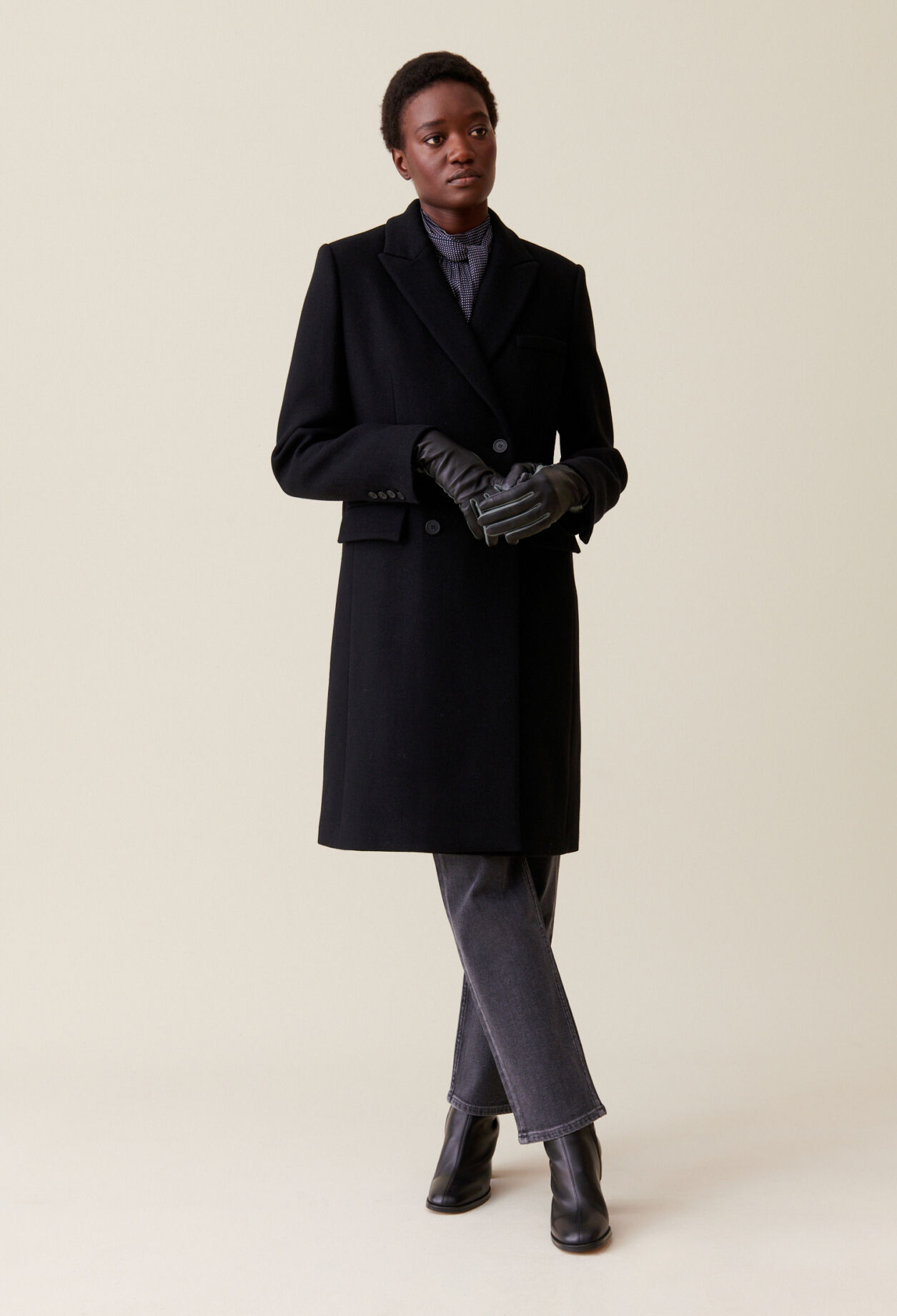 Ladies black three quarter length coat clearance