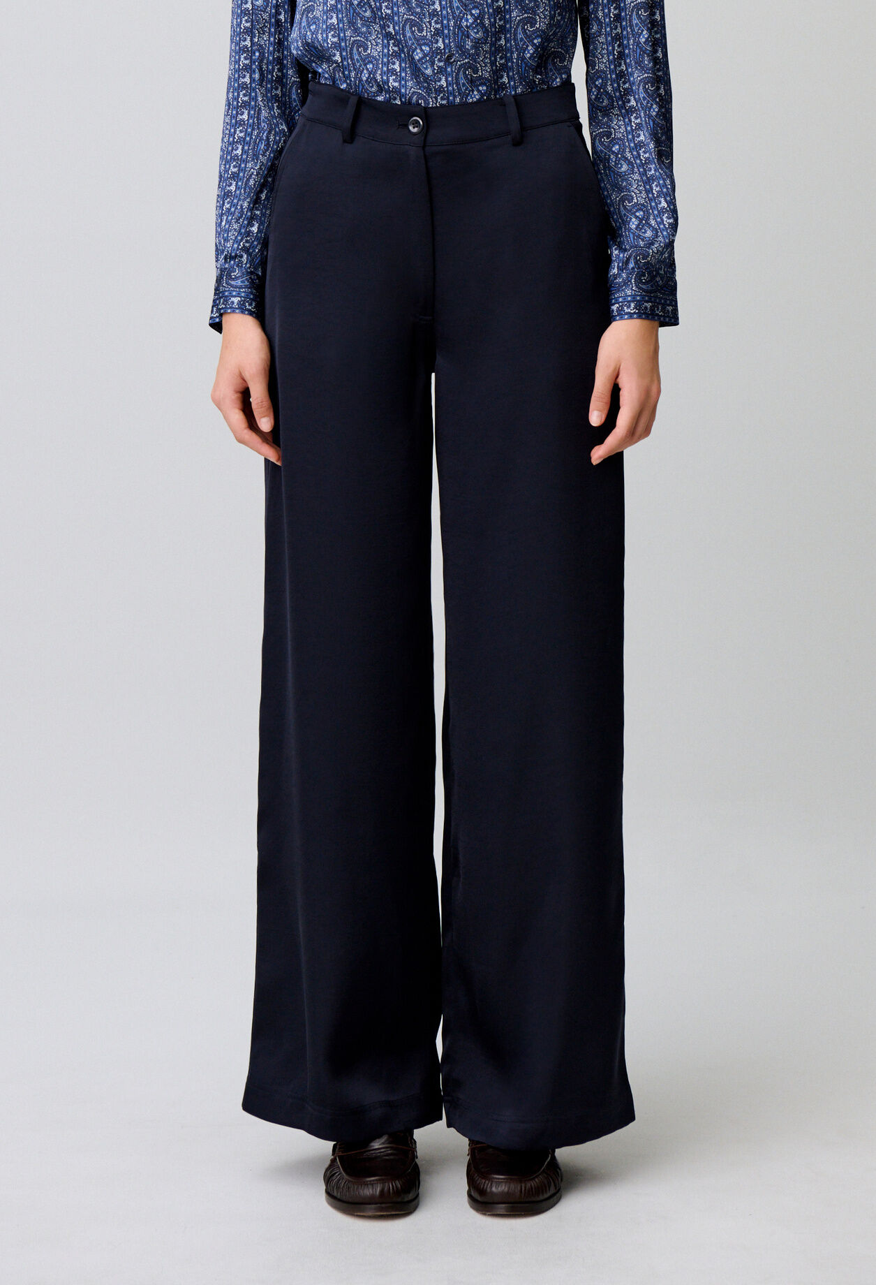 Straight satin trousers