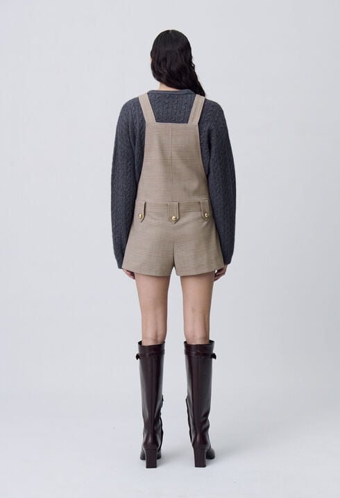 Checked dungaree playsuit