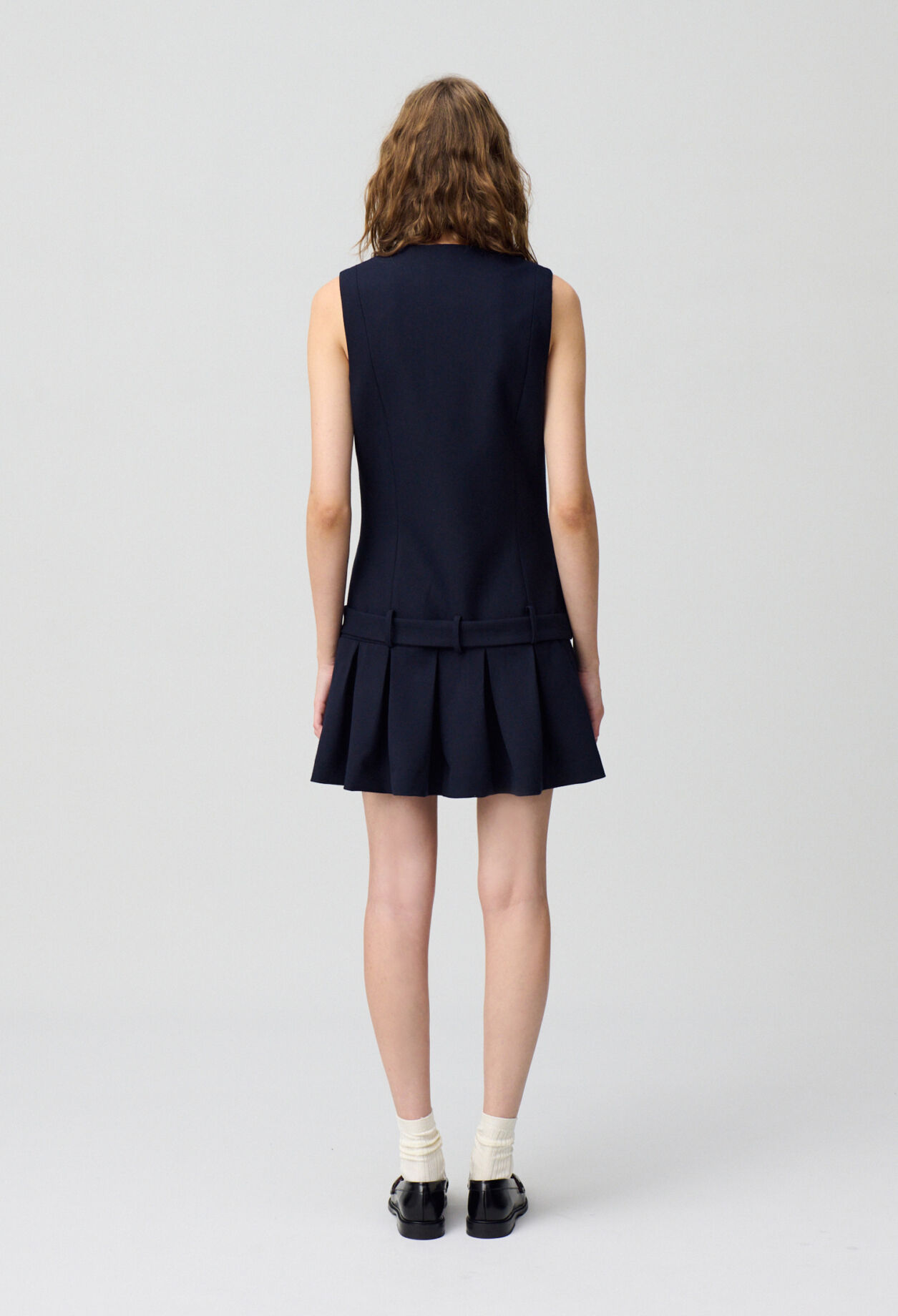 Pleated fitted short dress