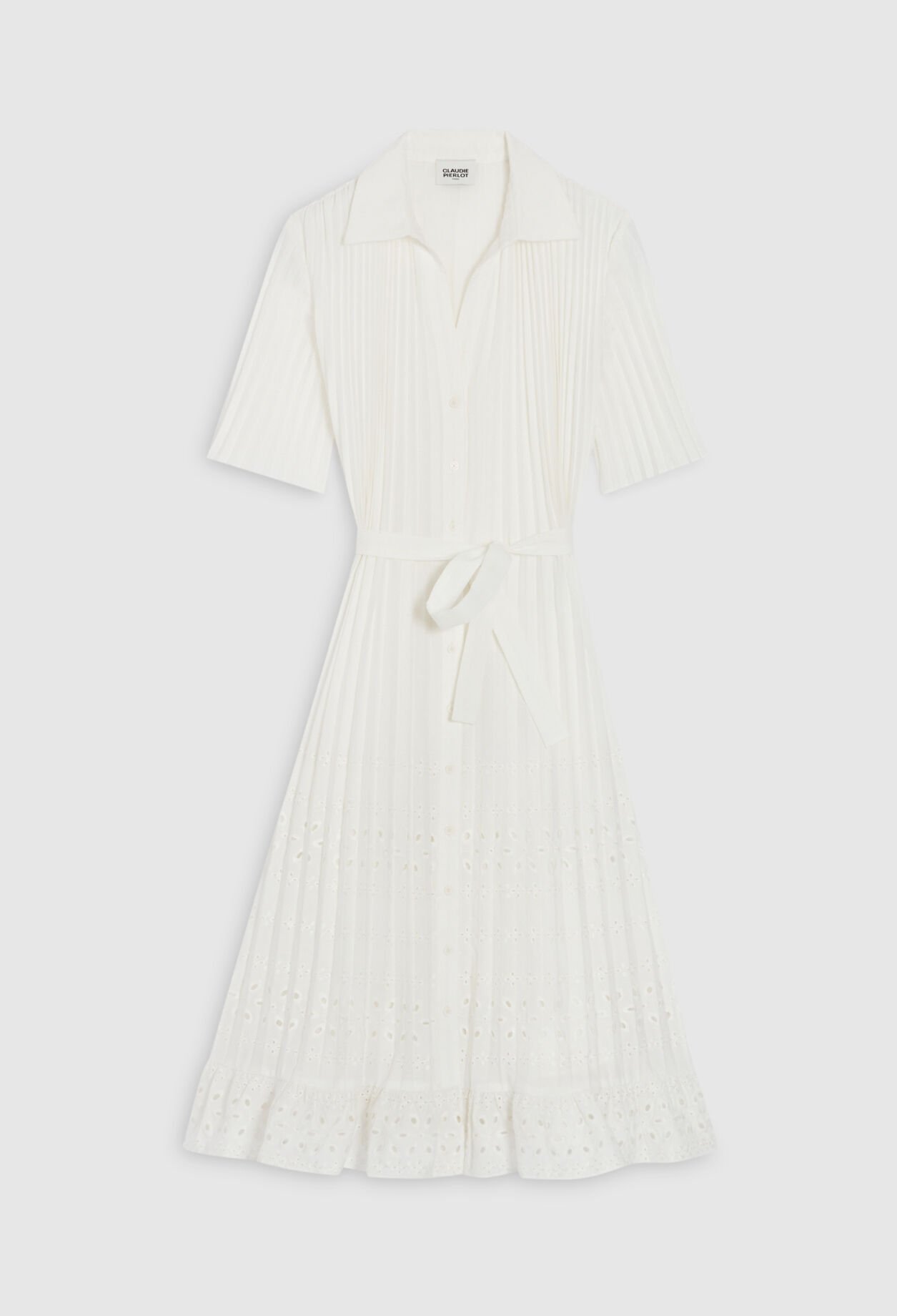 Off-white pleated midi dress