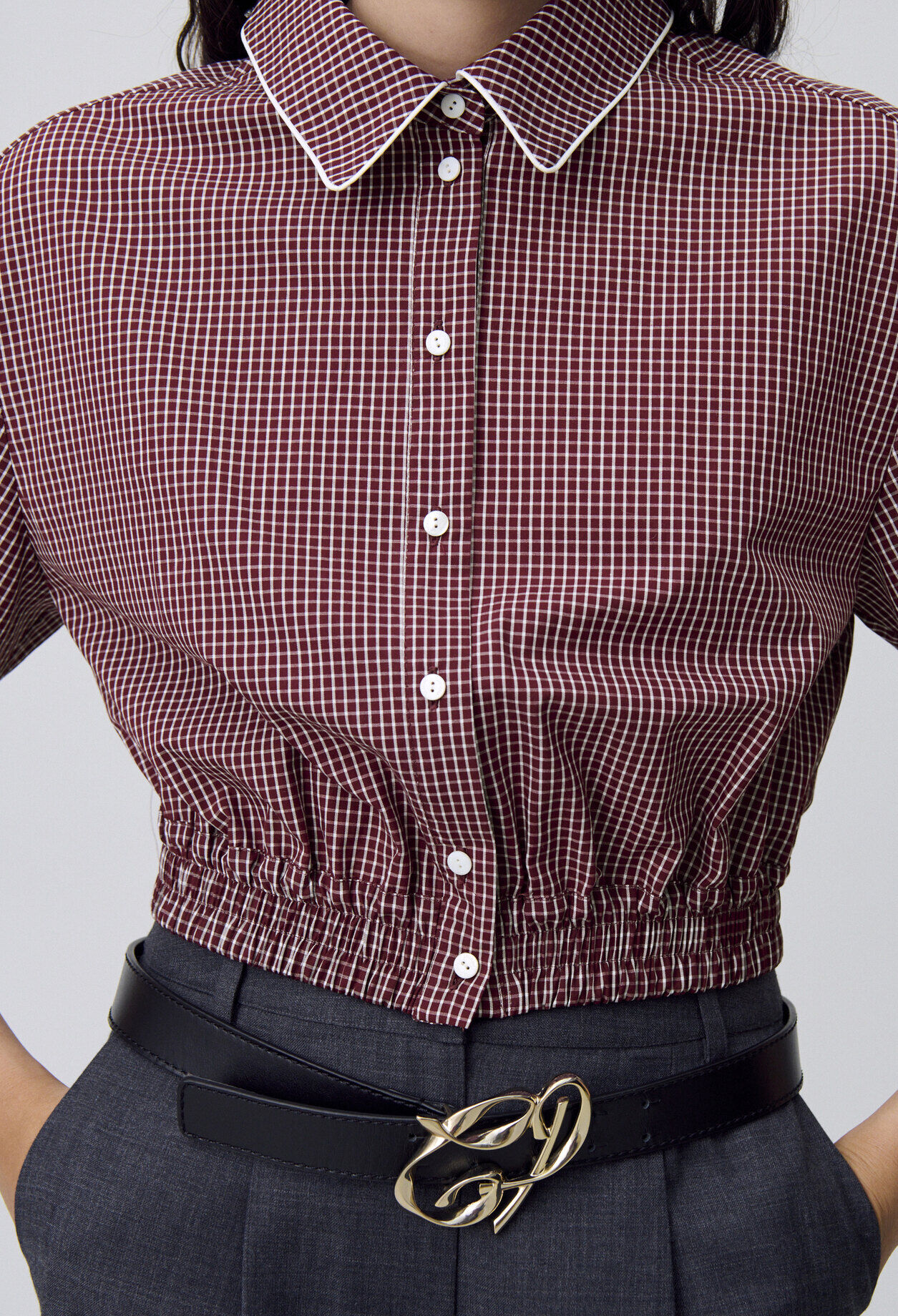 Short checked shirt