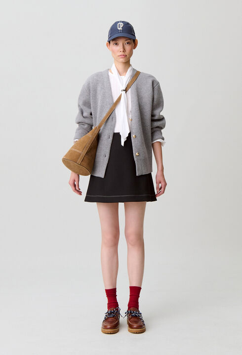 Contrast stitch straight skirt