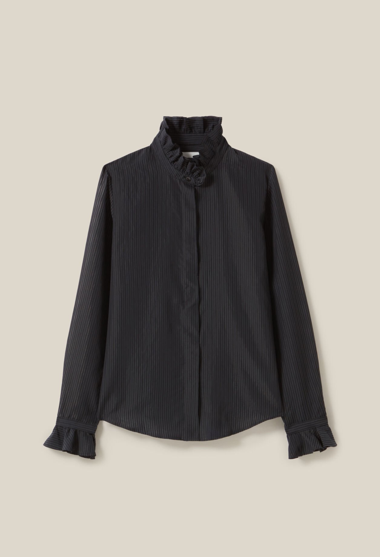 Flowy ruffle collar striped shirt for women | Claudie Pierlot