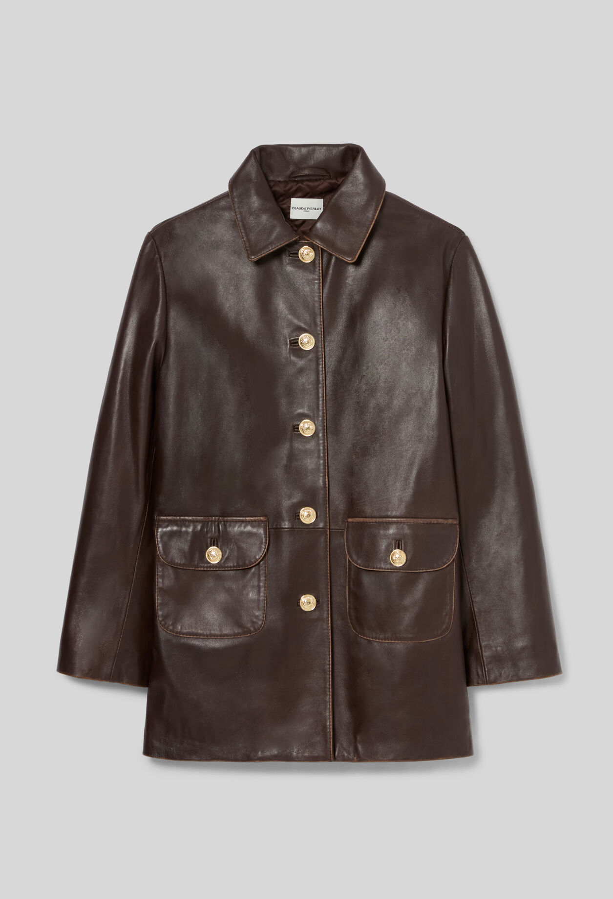 Mid-length straight leather jacket