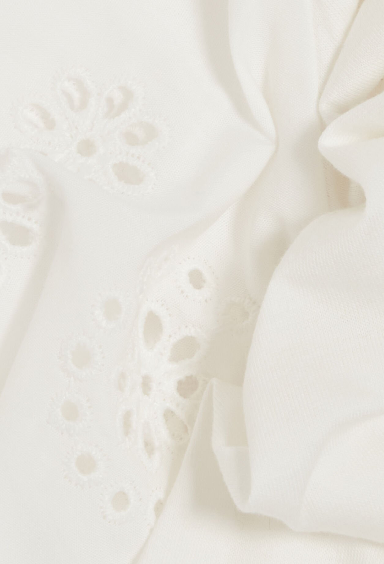 Ecru cotton broderie anglaise T-shirt