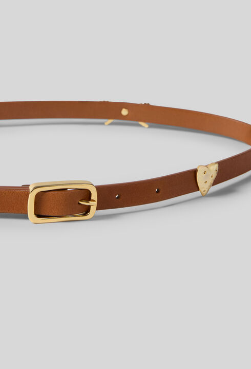 Vegetable-tanned leather charm belt