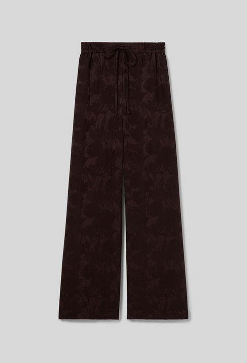 Wide-leg floral jacquard trousers