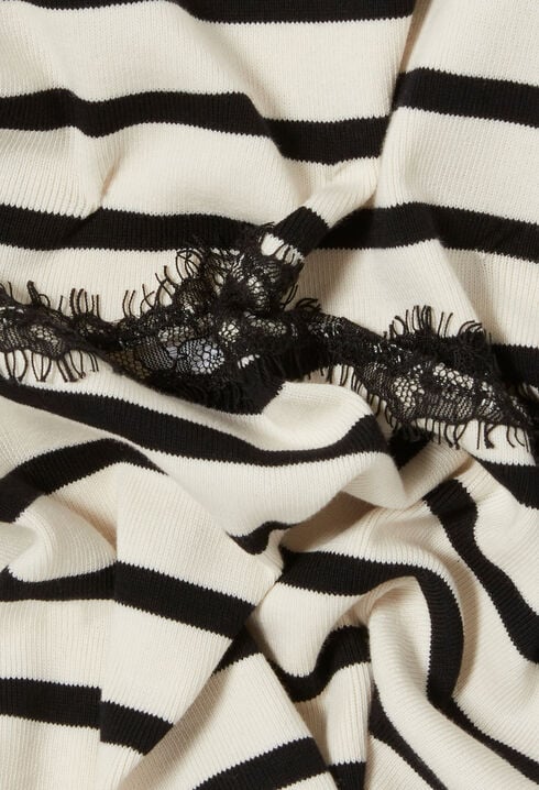 Breton stripe lace cotton T-shirt