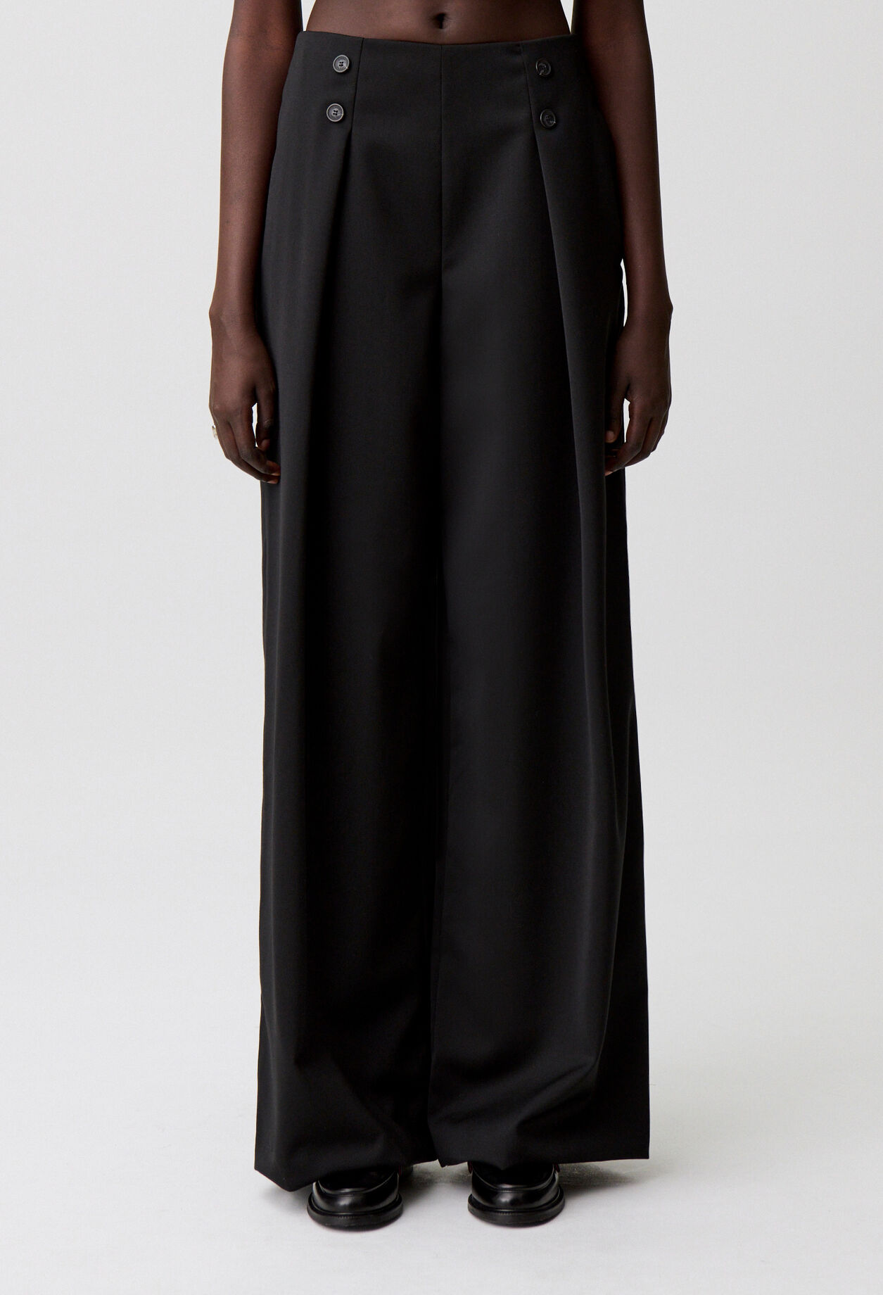 Wide-leg wool-blend trousers