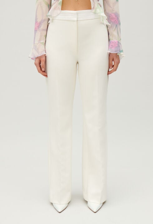 White straight tailored trousers