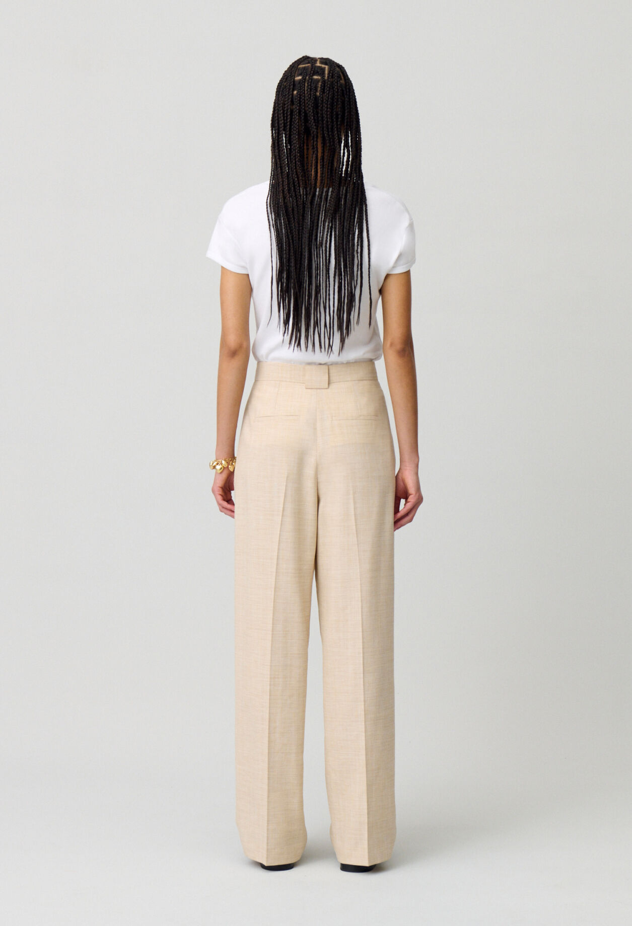 High-waisted wide-leg trousers