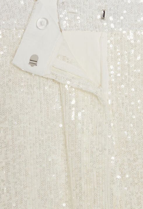 White sequinned trousers
