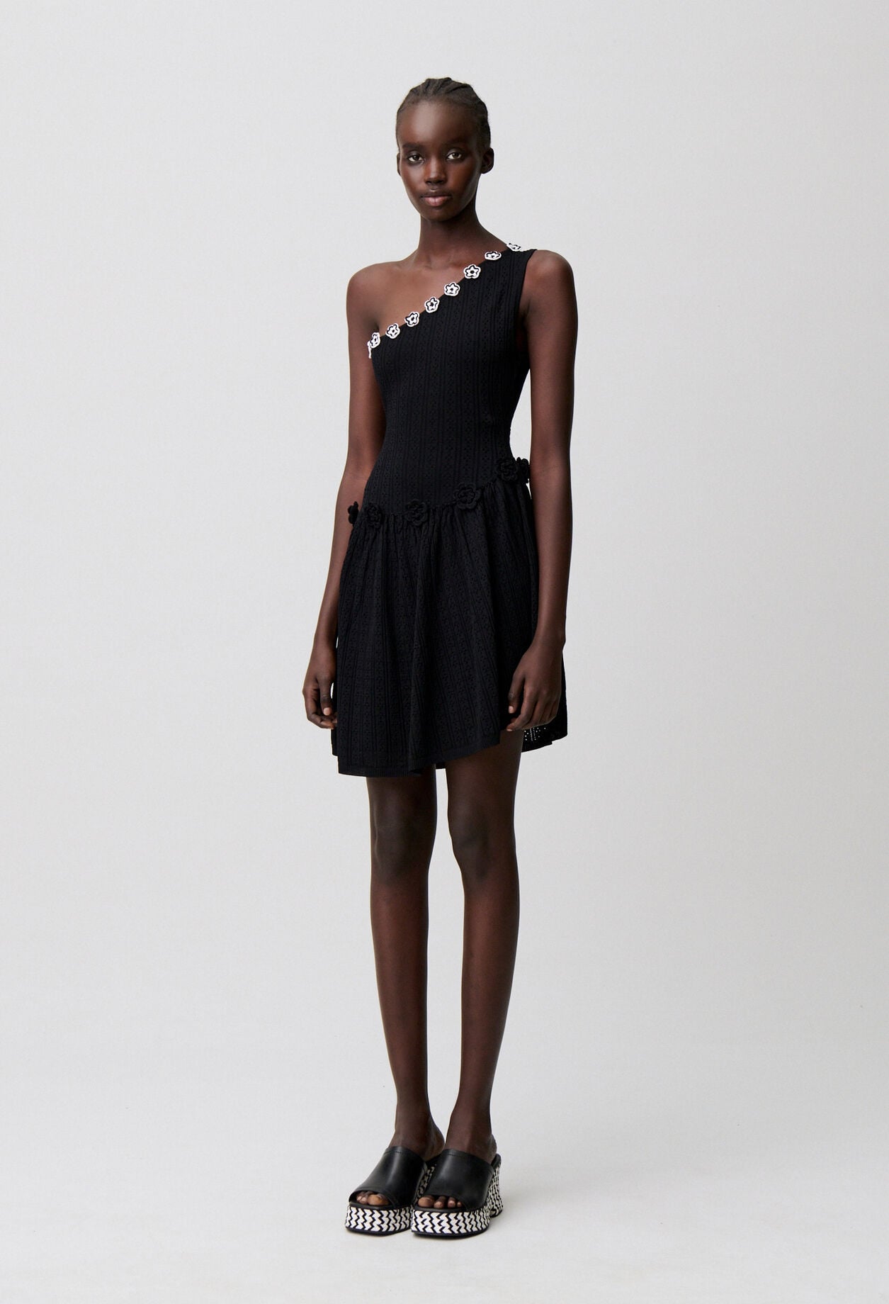 Crochet floral knit dress