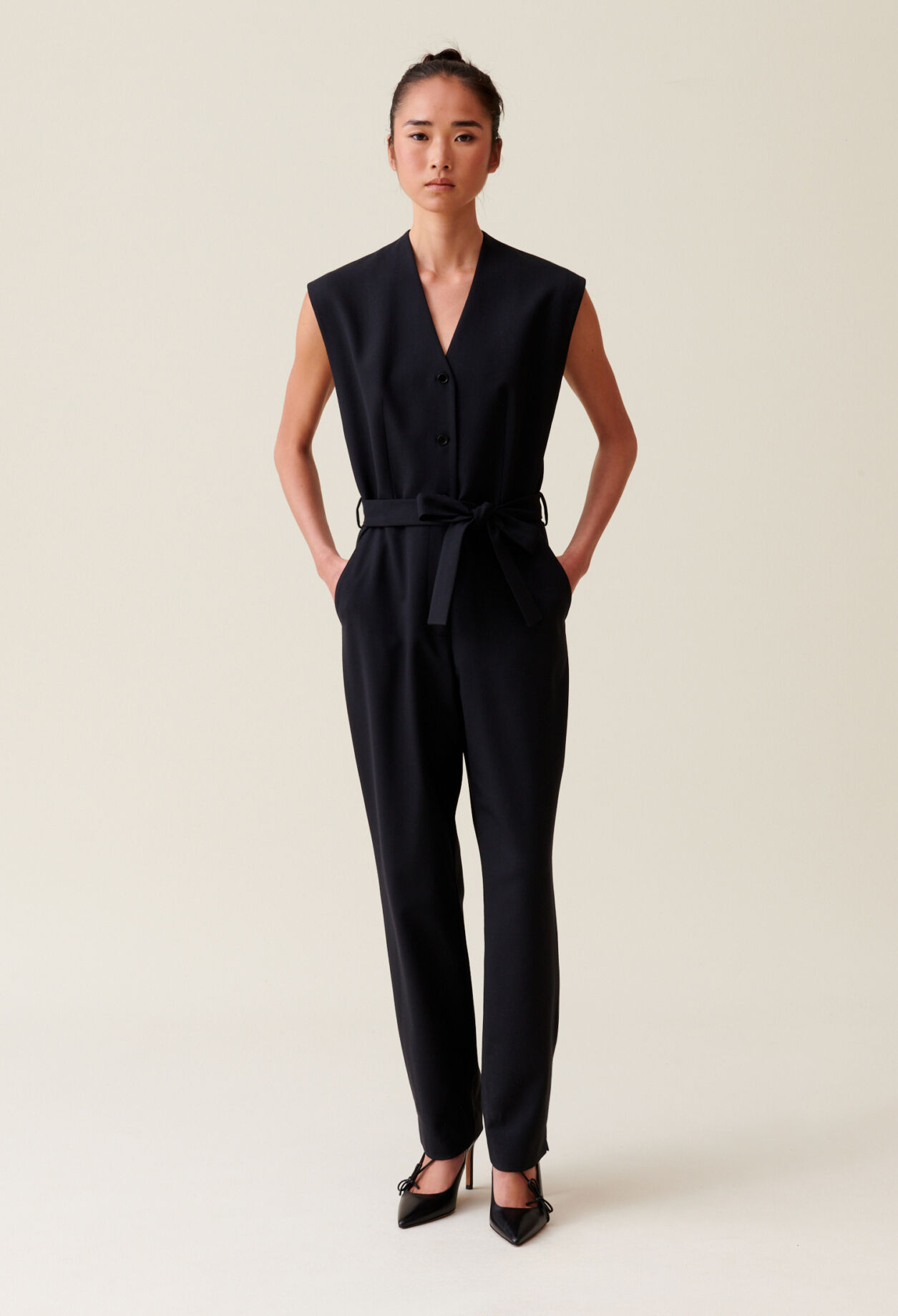 Black short sleeve jumpsuit