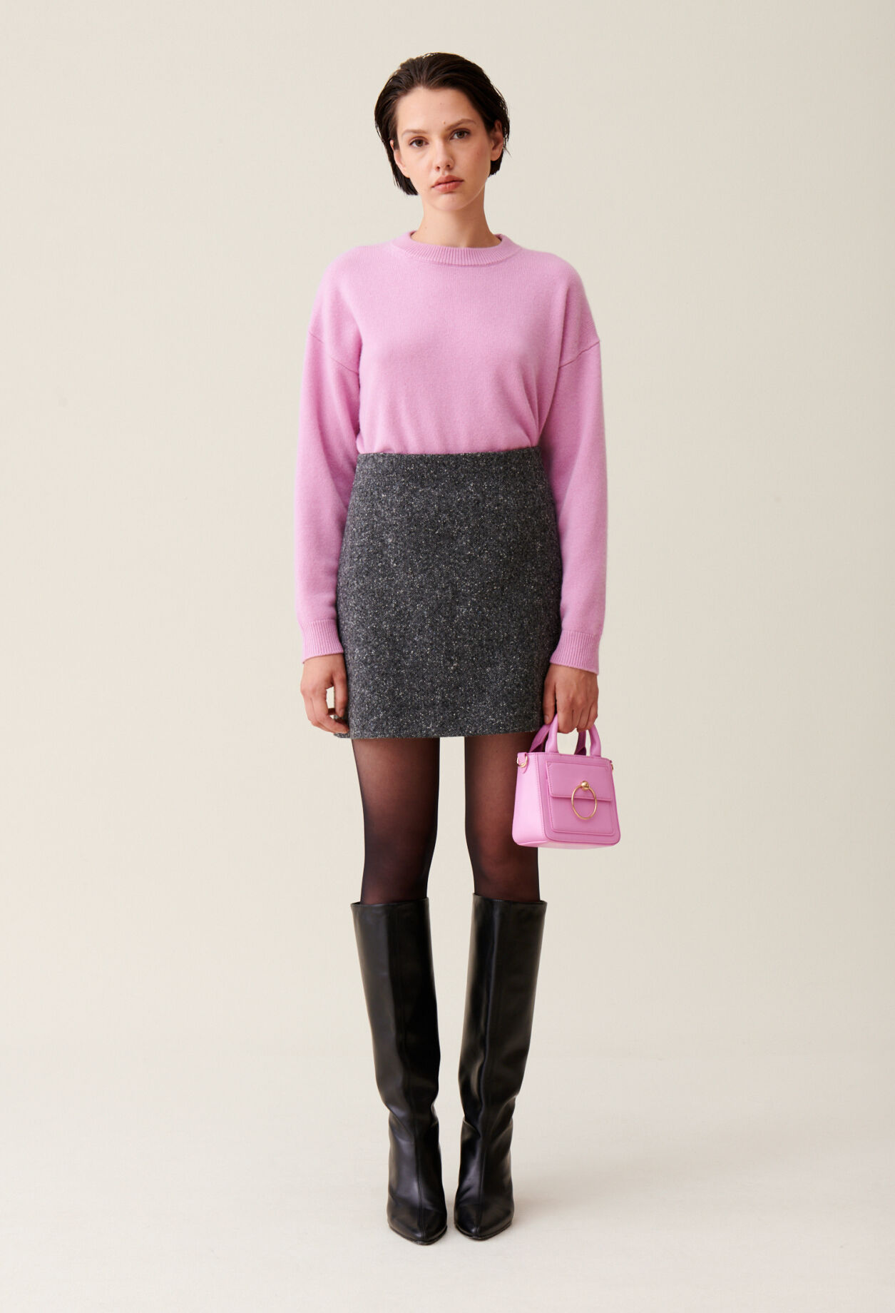 Mixed wool skirt