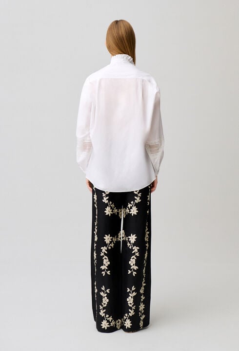 Cotton shirt with frill collar