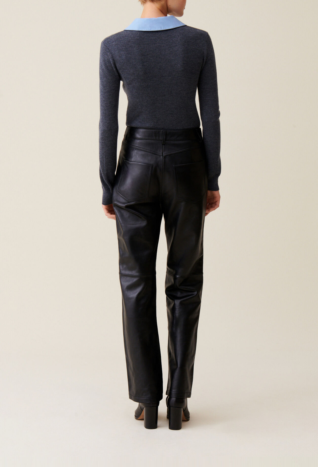 Straight leather trousers