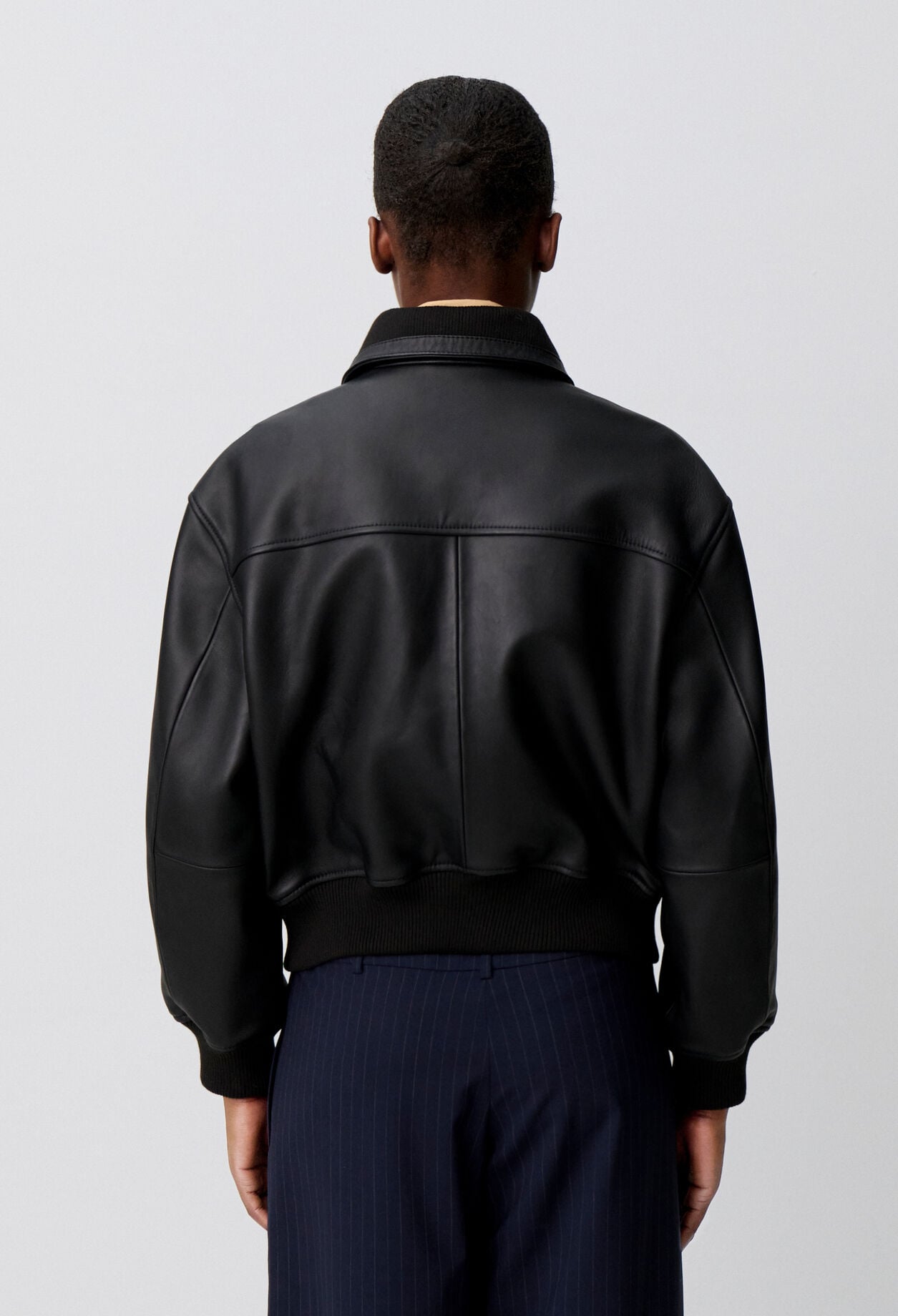 Leather bomber jacket