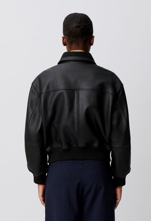 Leather bomber jacket