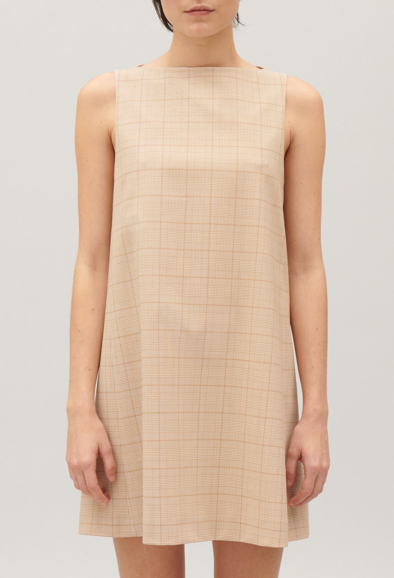 Short beige checked dress