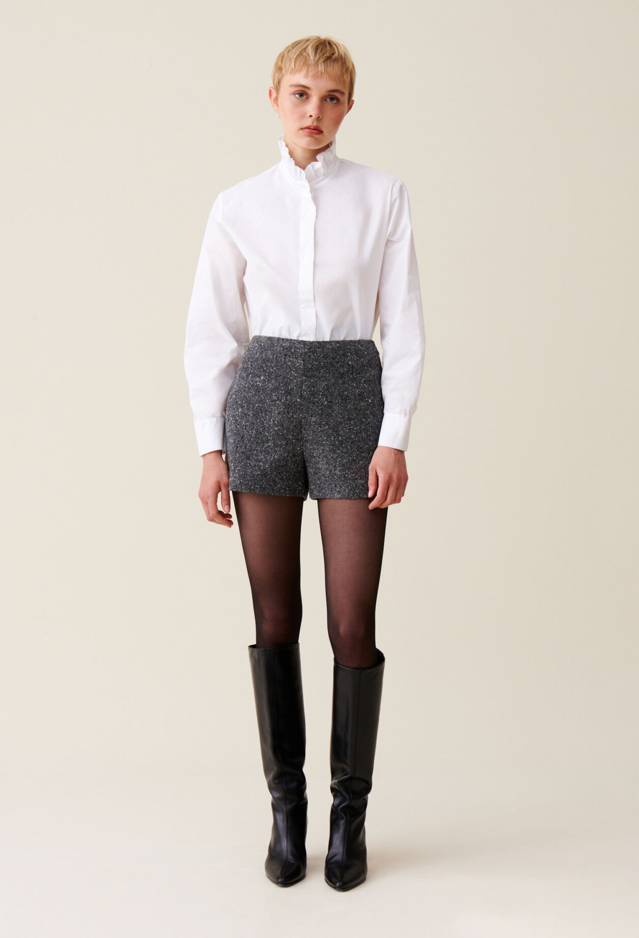 Grey tweed shorts hotsell
