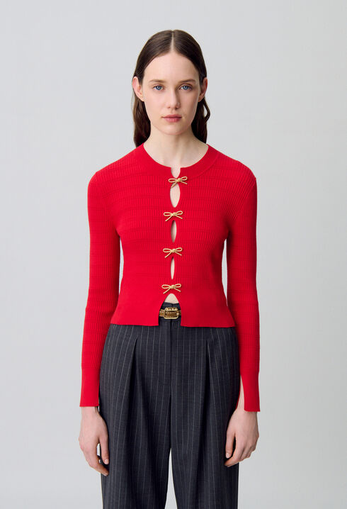 Knit Jumper with Bow Details