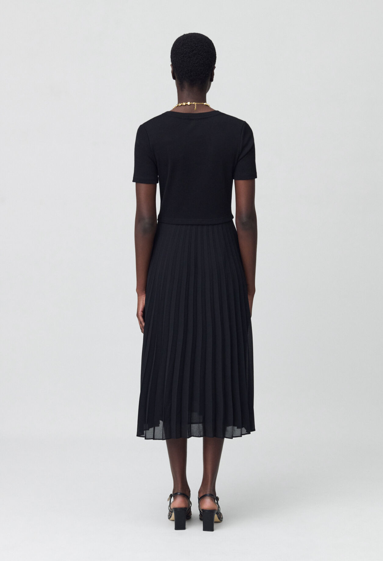 Long dual-fabric Teli dress