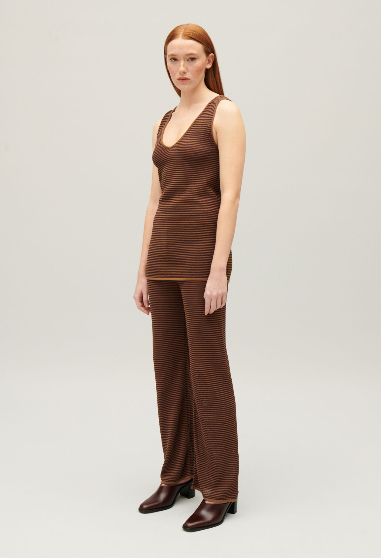 Striped brown vest top