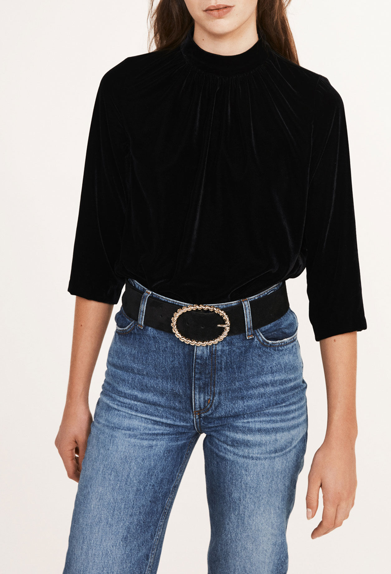 Black velvet blouse