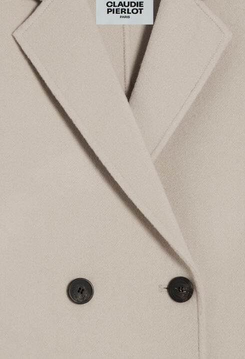 Mid-length beige wool blend coat 
