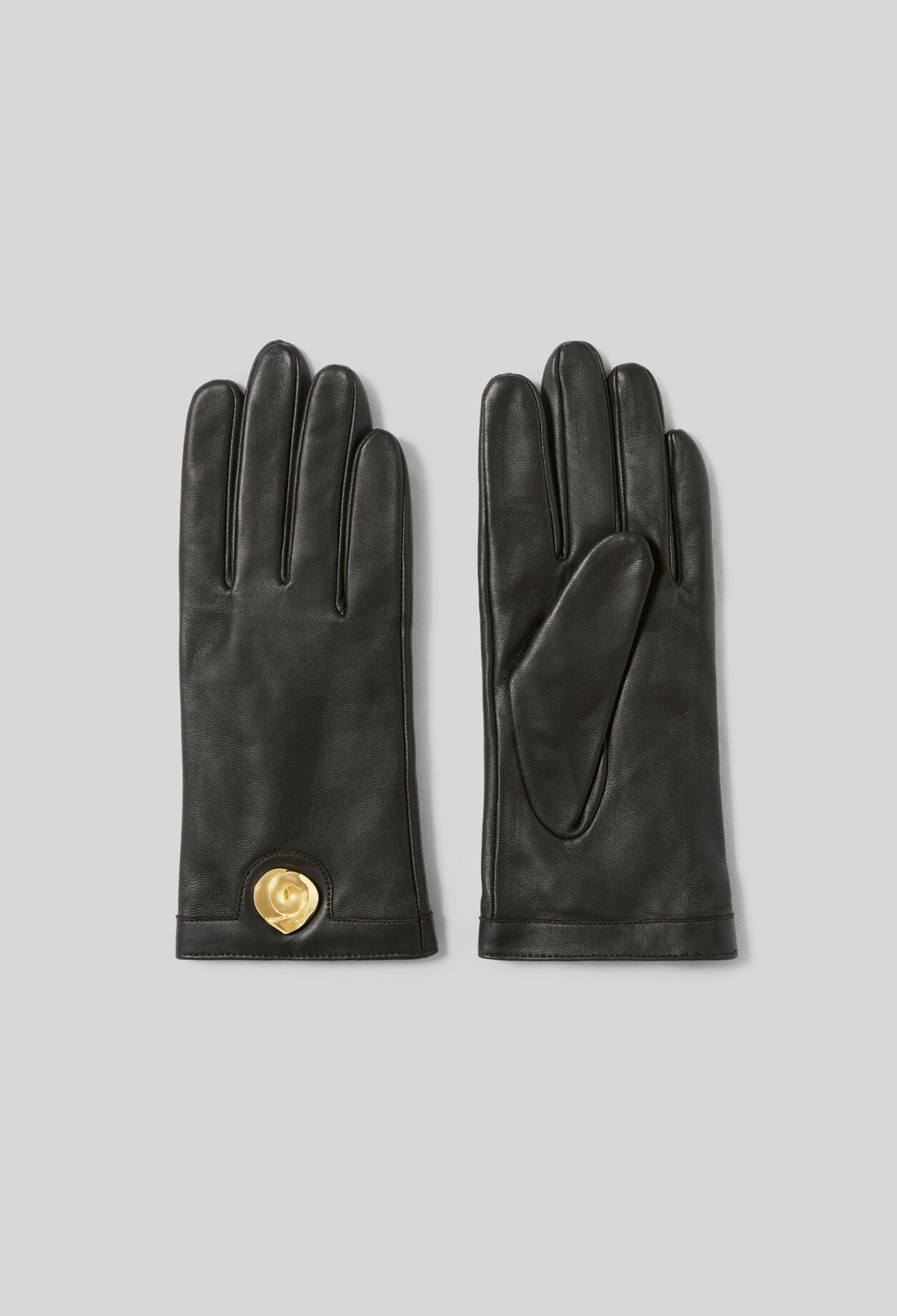 Smooth lambskin gloves gold jewel