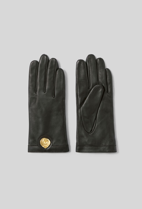 Smooth lambskin gloves gold jewel