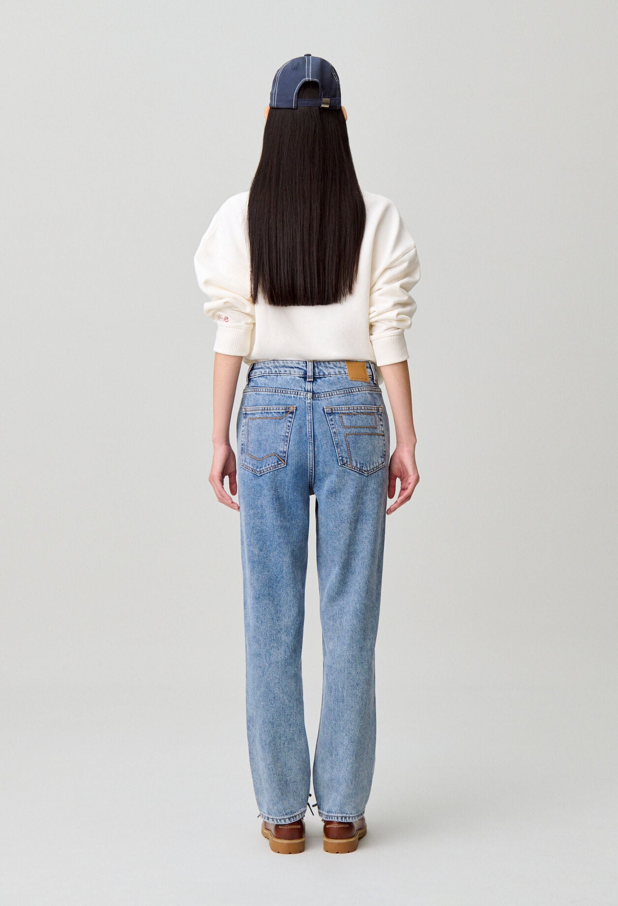 Washed denim jeans