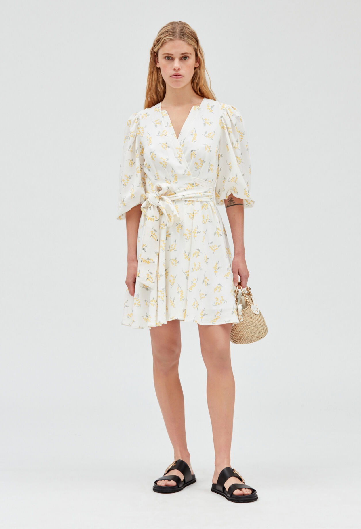 Short wraparound dress mimosa pattern for women Claudie Pierlot