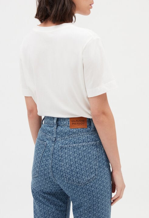 Straight monogrammed blue jeans