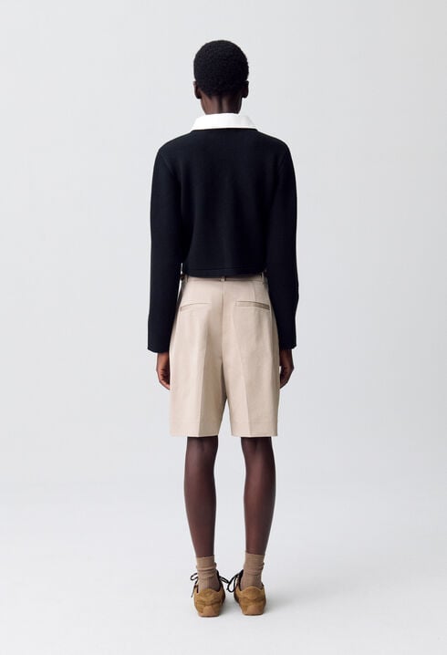Short cardigan removable collar