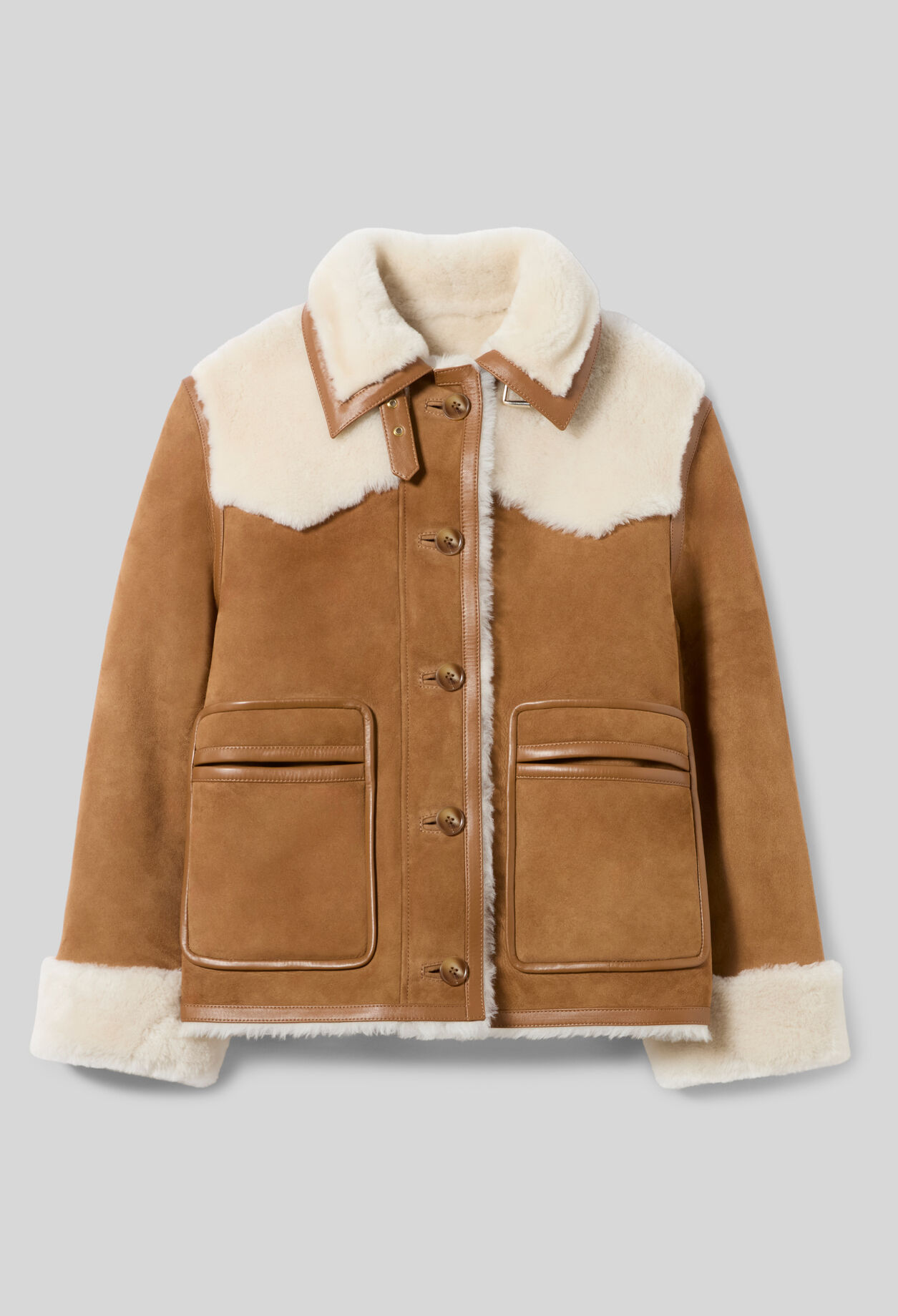 Shearling jacket leather collar