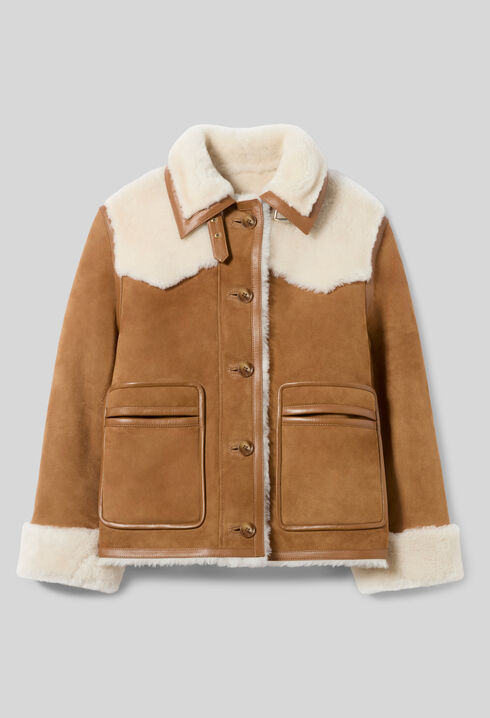 Shearling jacket leather collar